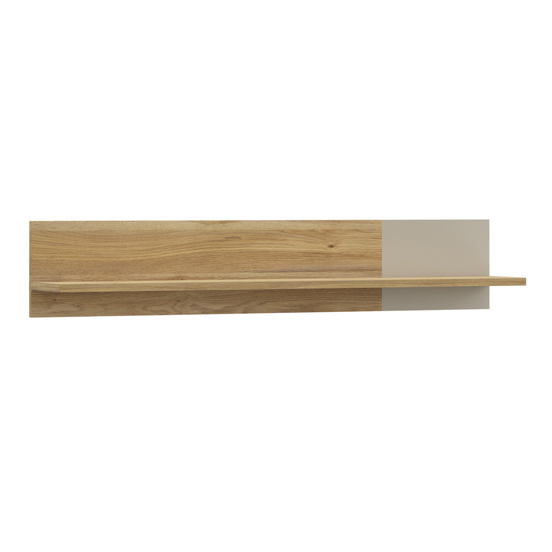 Wooden Wall Shelf 140cm Wide With Sliding Panel - Bixbite