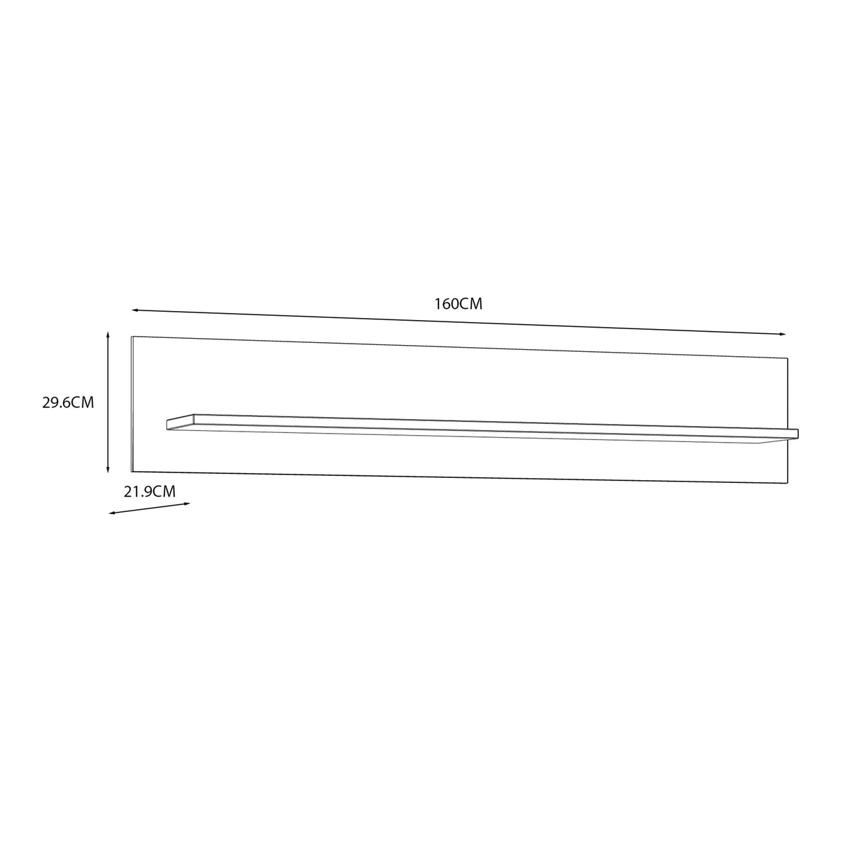 Wooden Wall Shelf 160cm Wide - Bohol