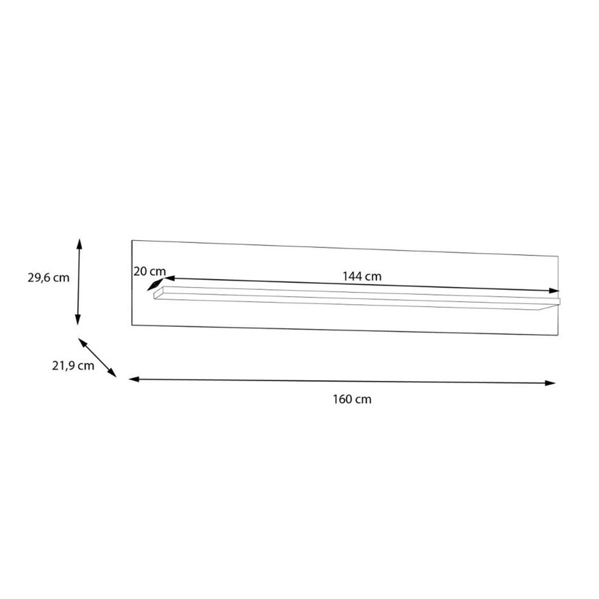 Wooden Wall Shelf 160cm Wide - Wensley