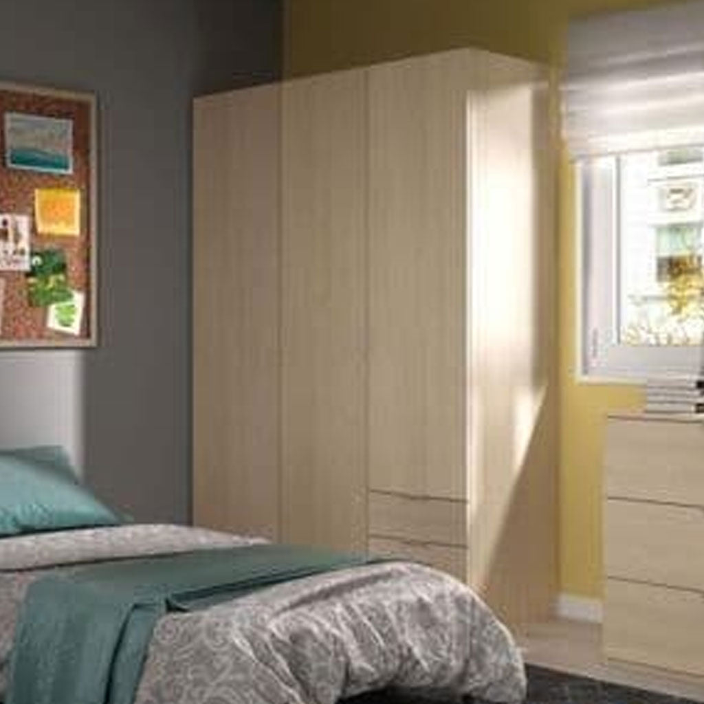 Wooden Wardrobe 121cm Wide With 3 Doors And 3 Drawers - Carmel