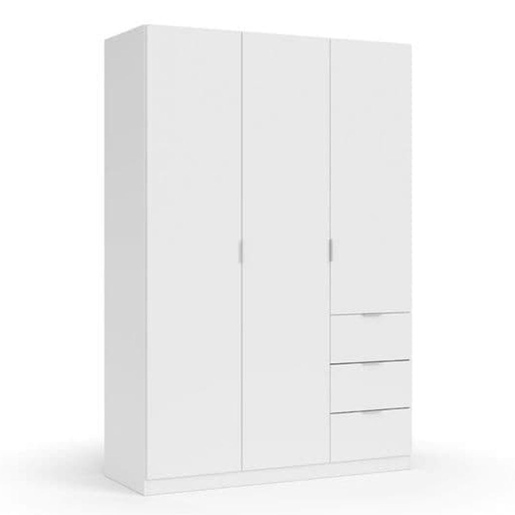 Wooden Wardrobe 135cm Wide With 3 Doors And 3 Drawers - Carmel