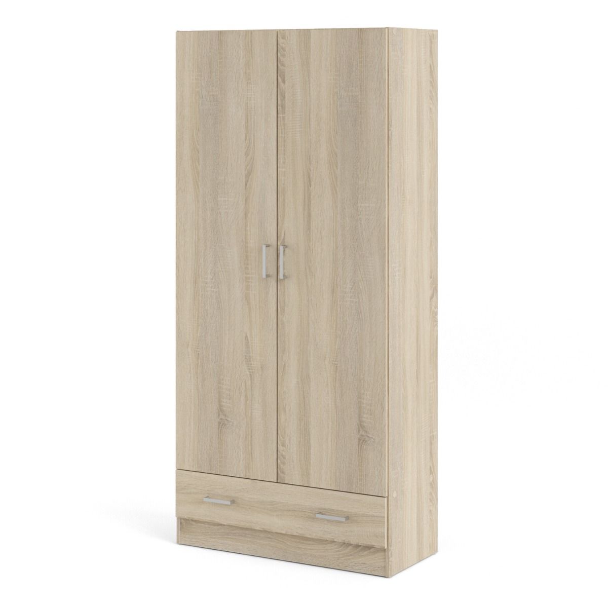 Wooden Wardrobe 170cm High With 2 Doors And 1 Drawer - Space