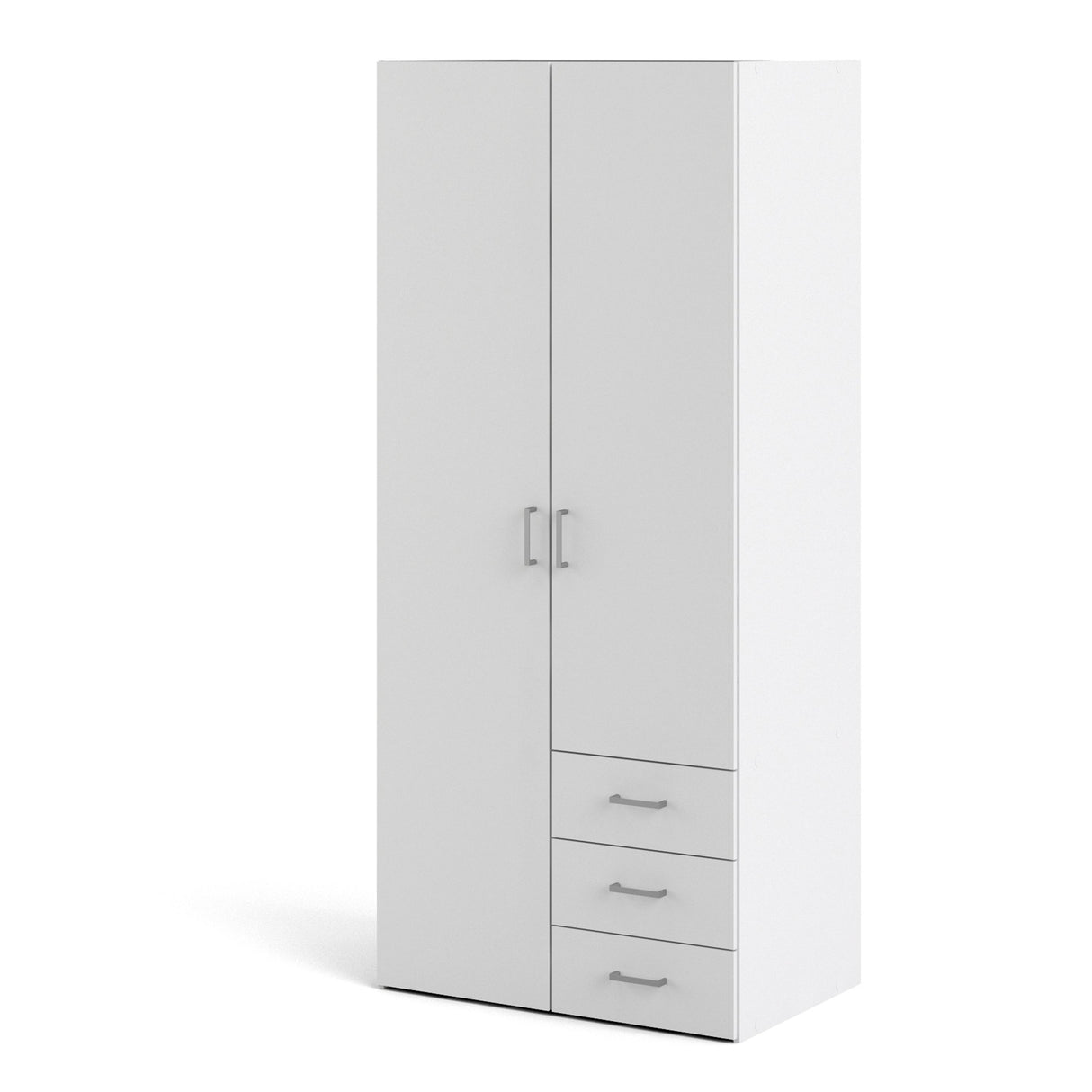 Wooden Wardrobe 175cm High With 2 Doors And 3 Drawers - Space