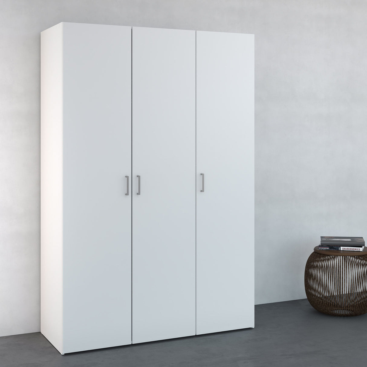 Wooden Wardrobe 175cm High With 3 Doors - Space