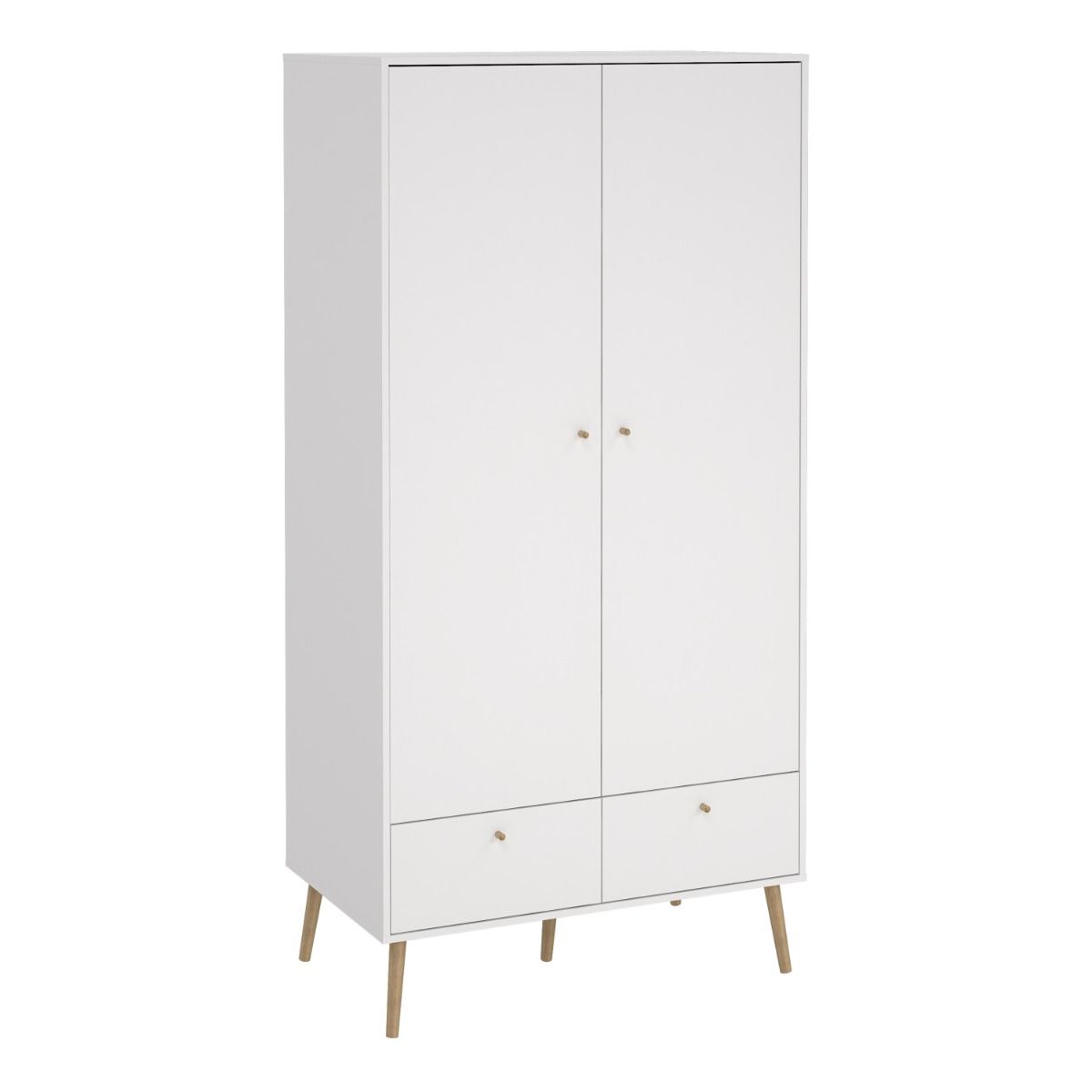 Wooden Wardrobe With 2 Doors And 2 Drawers - Cumbria