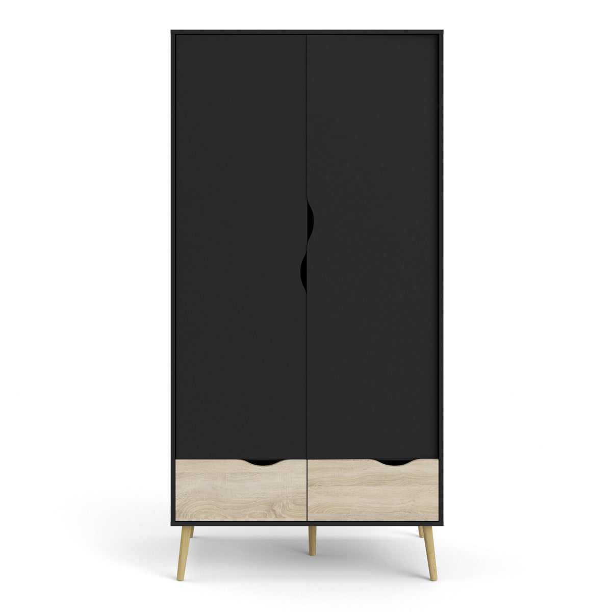 Wooden Wardrobe With 2 Doors And 2 Drawers - Oslo