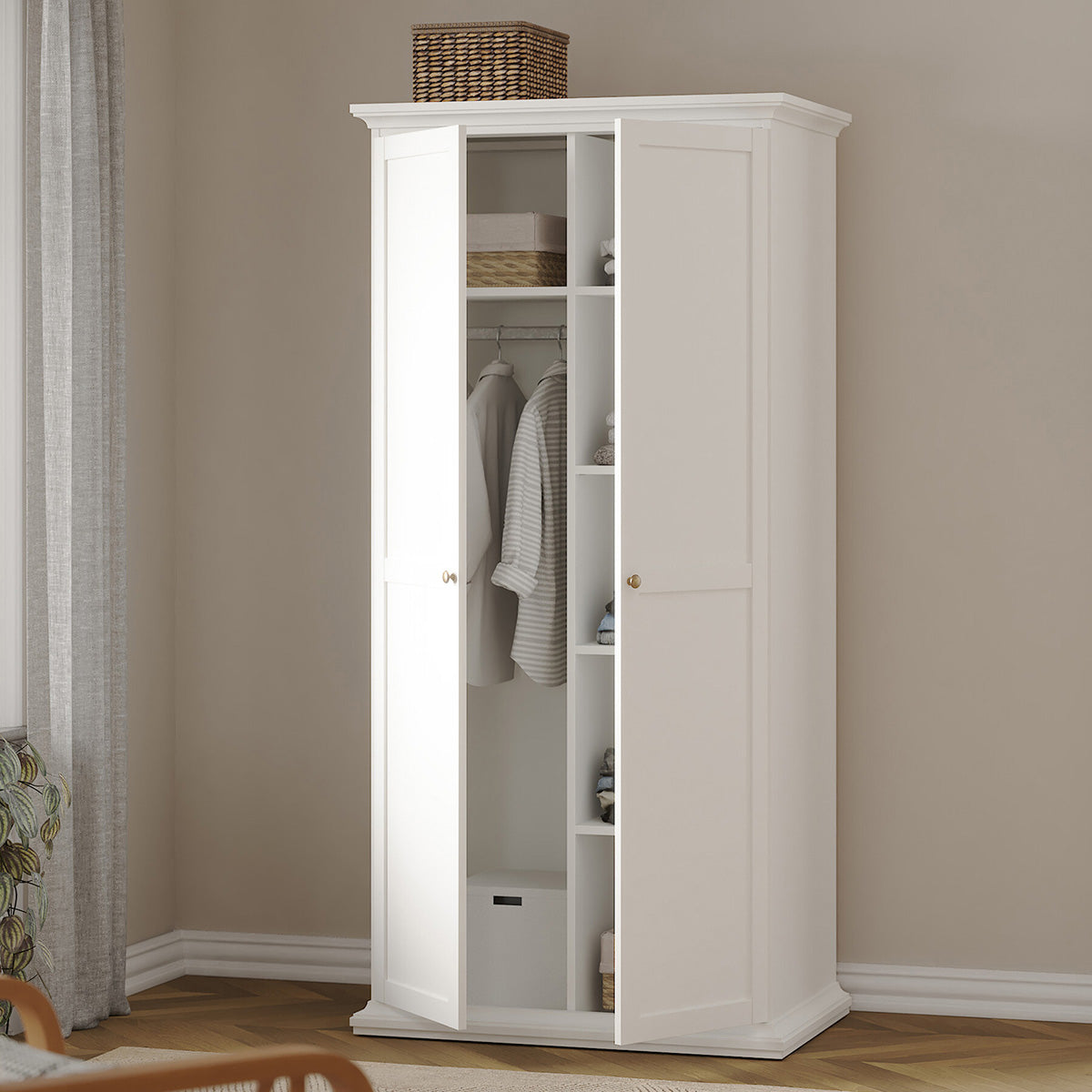 Wooden Wardrobe With 2 Doors - Paris