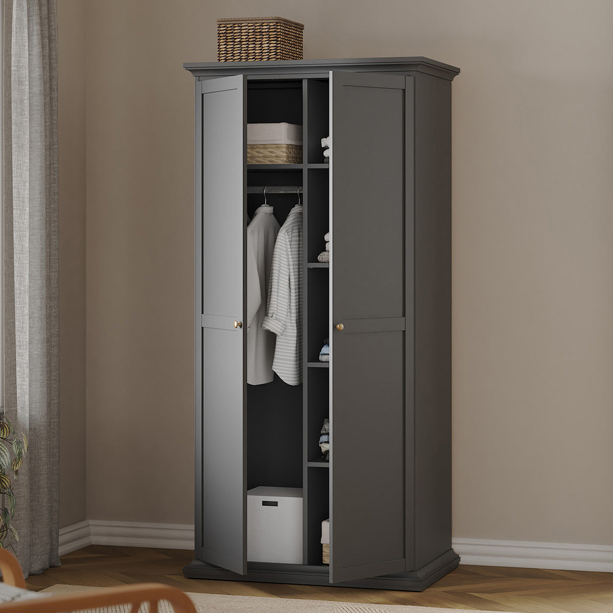 Wooden Wardrobe With 2 Doors - Paris