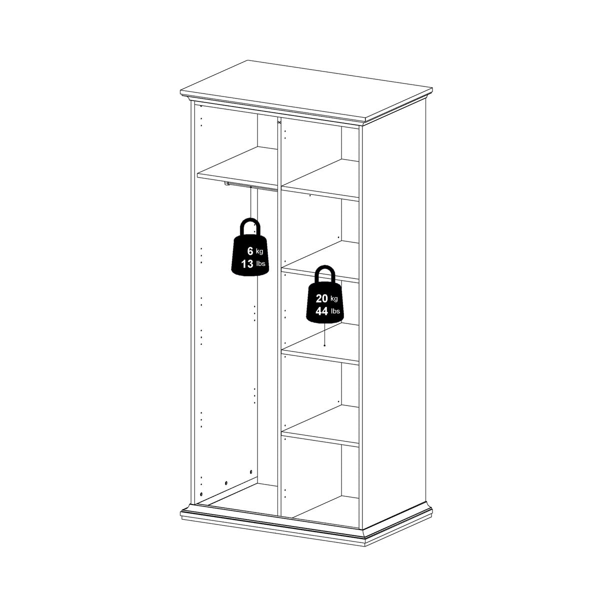 Wooden Wardrobe With 2 Doors - Paris