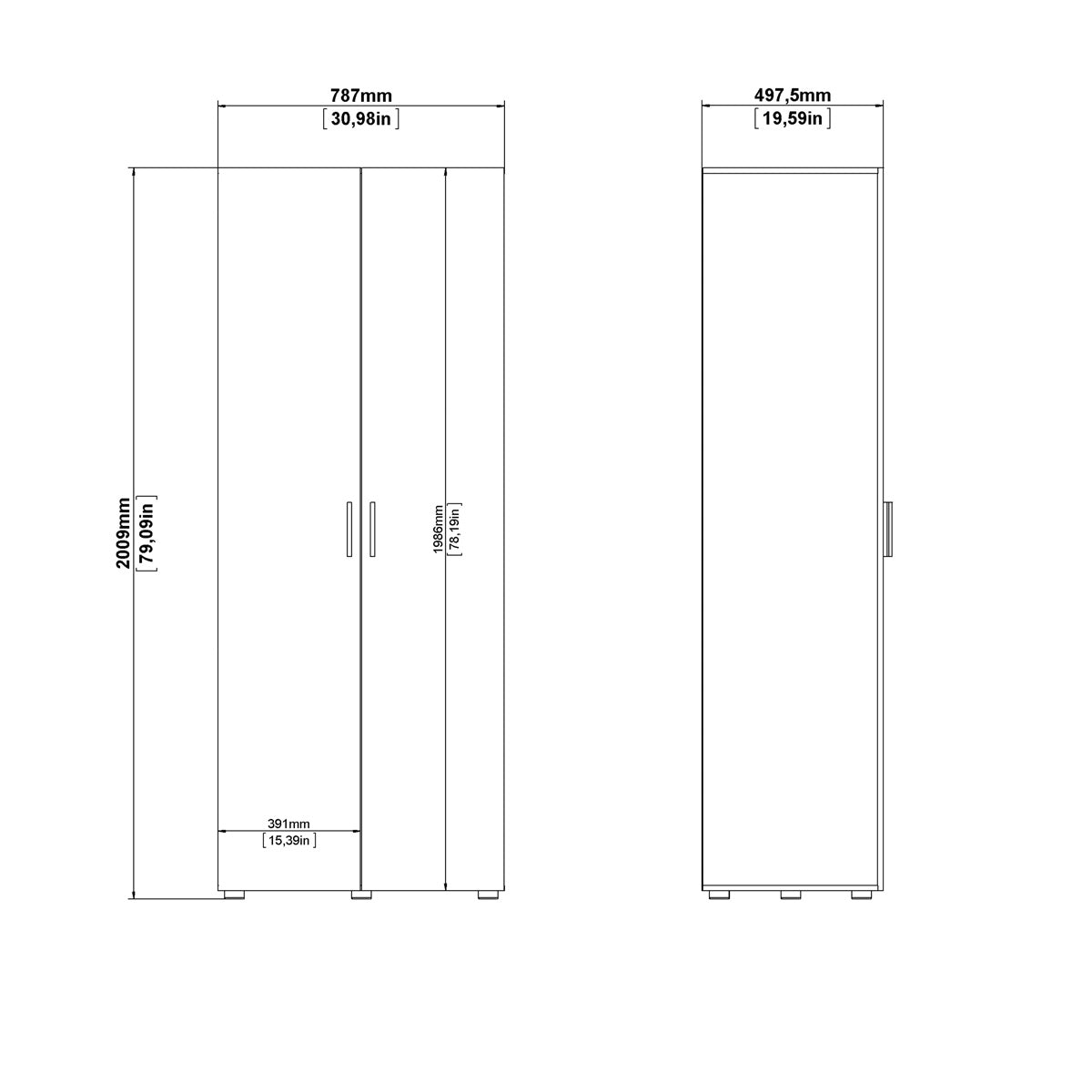 Wooden Wardrobe With 2 Doors - Pepe