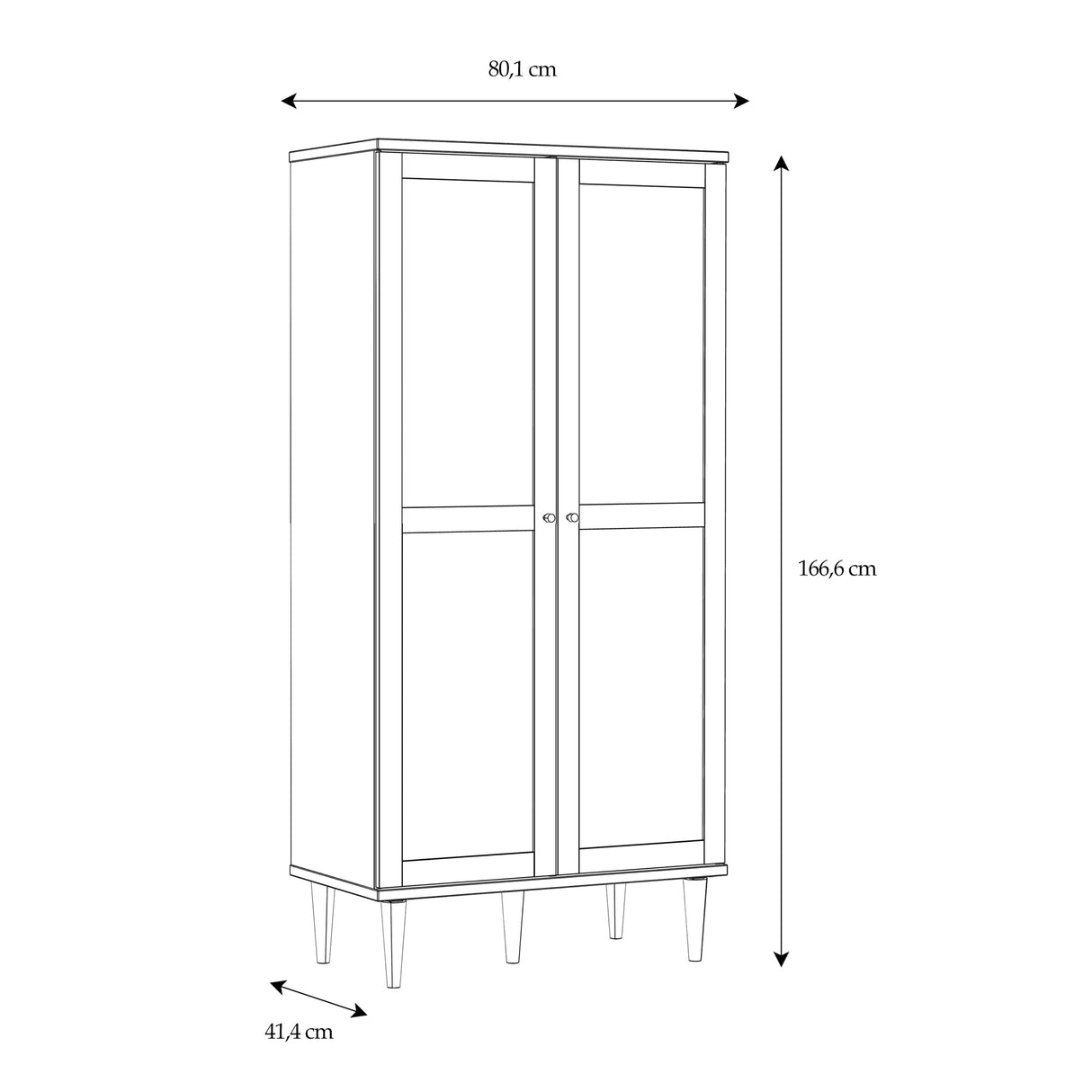 Wooden Wardrobe With 2 Doors With Rattan Effect Front - Calasetta