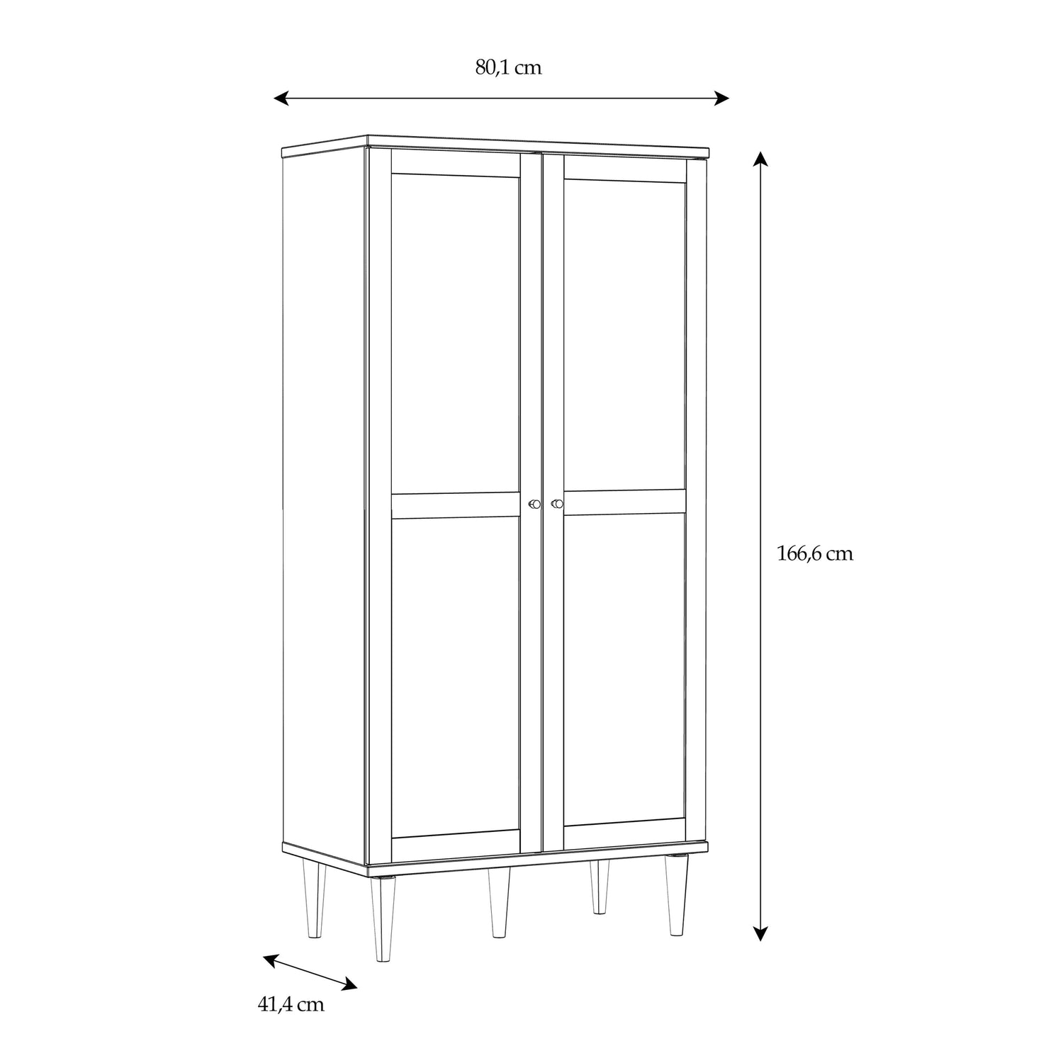 Wooden Wardrobe With 2 Doors With Rattan Effect Front - Calasetta