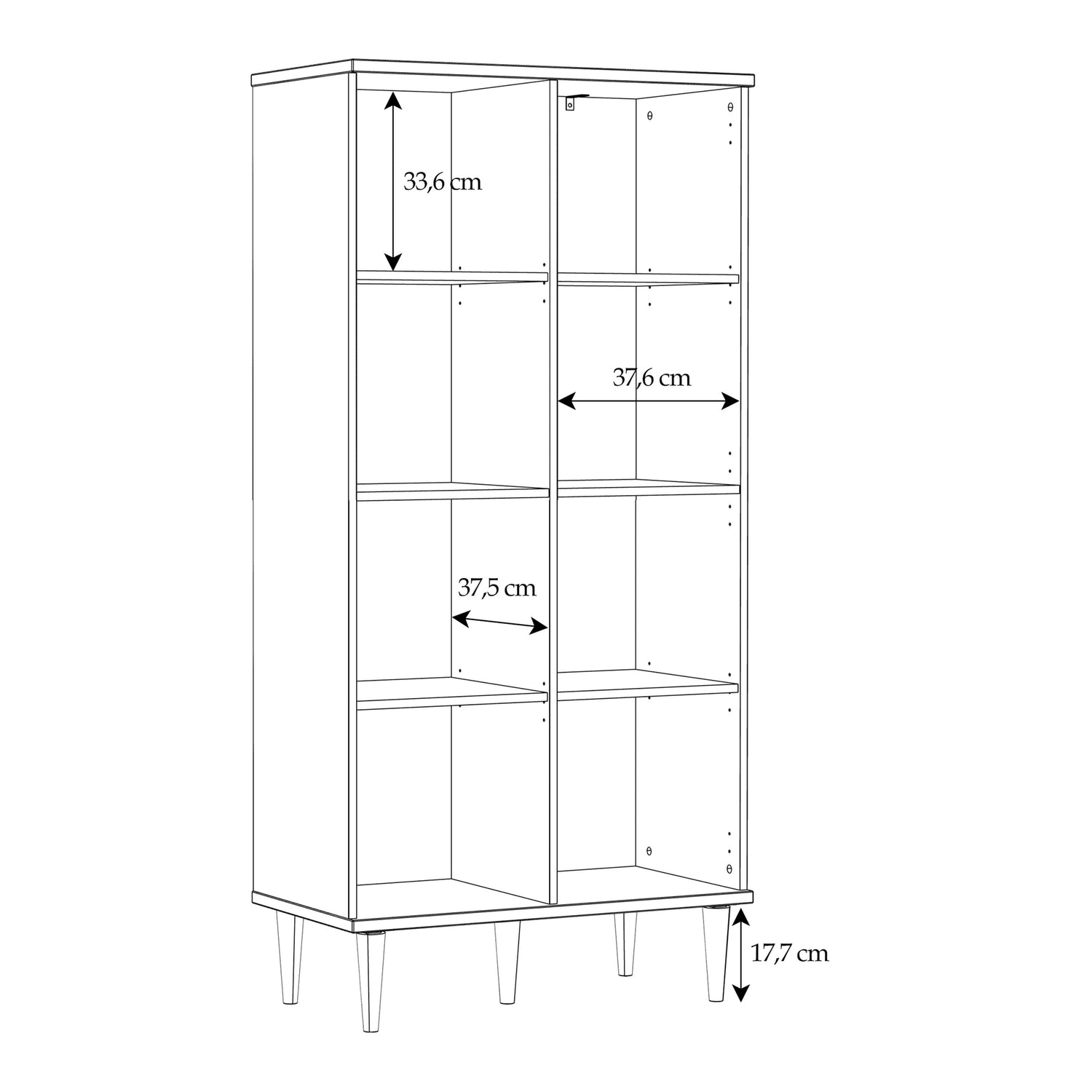 Wooden Wardrobe With 2 Doors With Rattan Effect Front - Calasetta