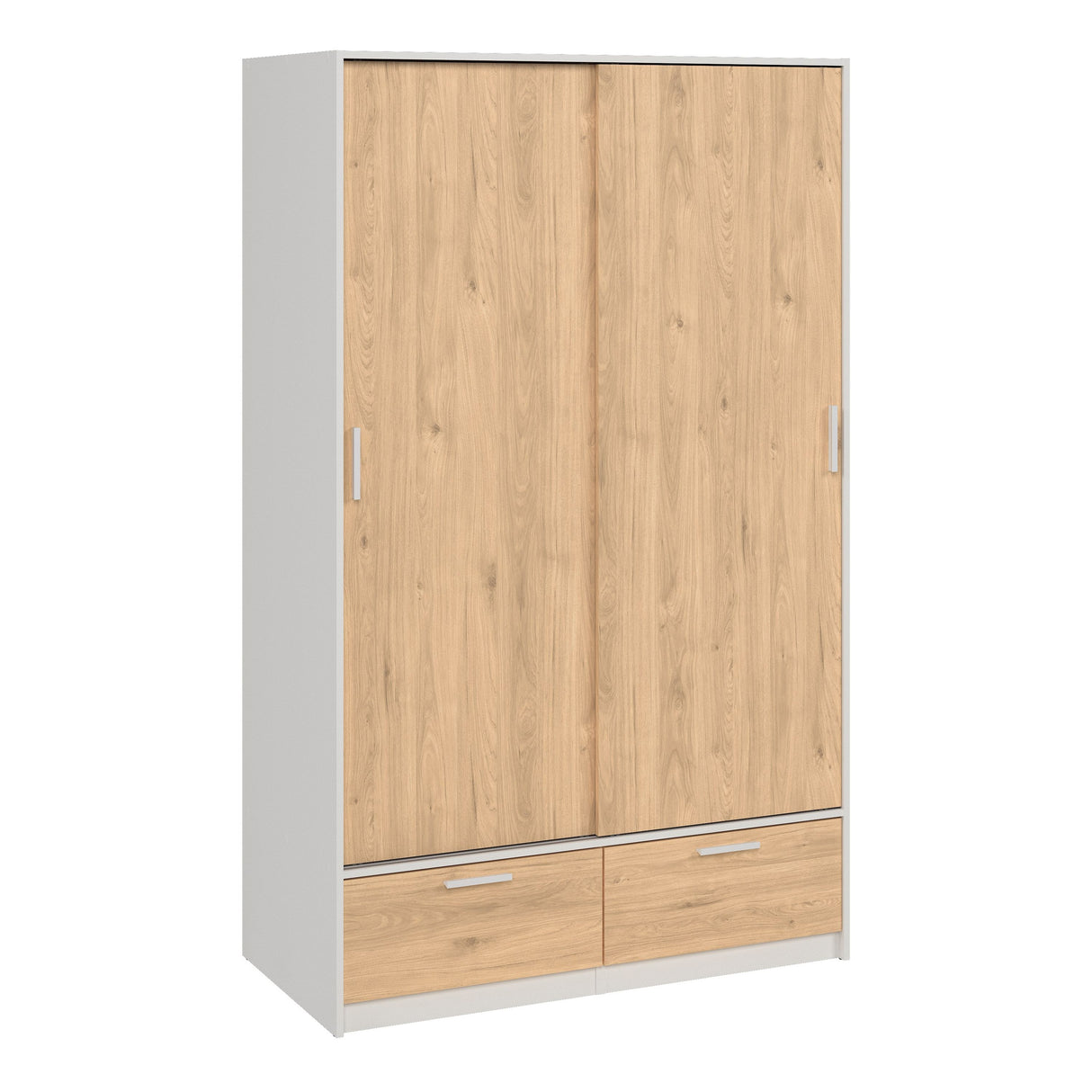 Wooden Wardrobe With 2 Sliding Doors And 2 Drawers - Line