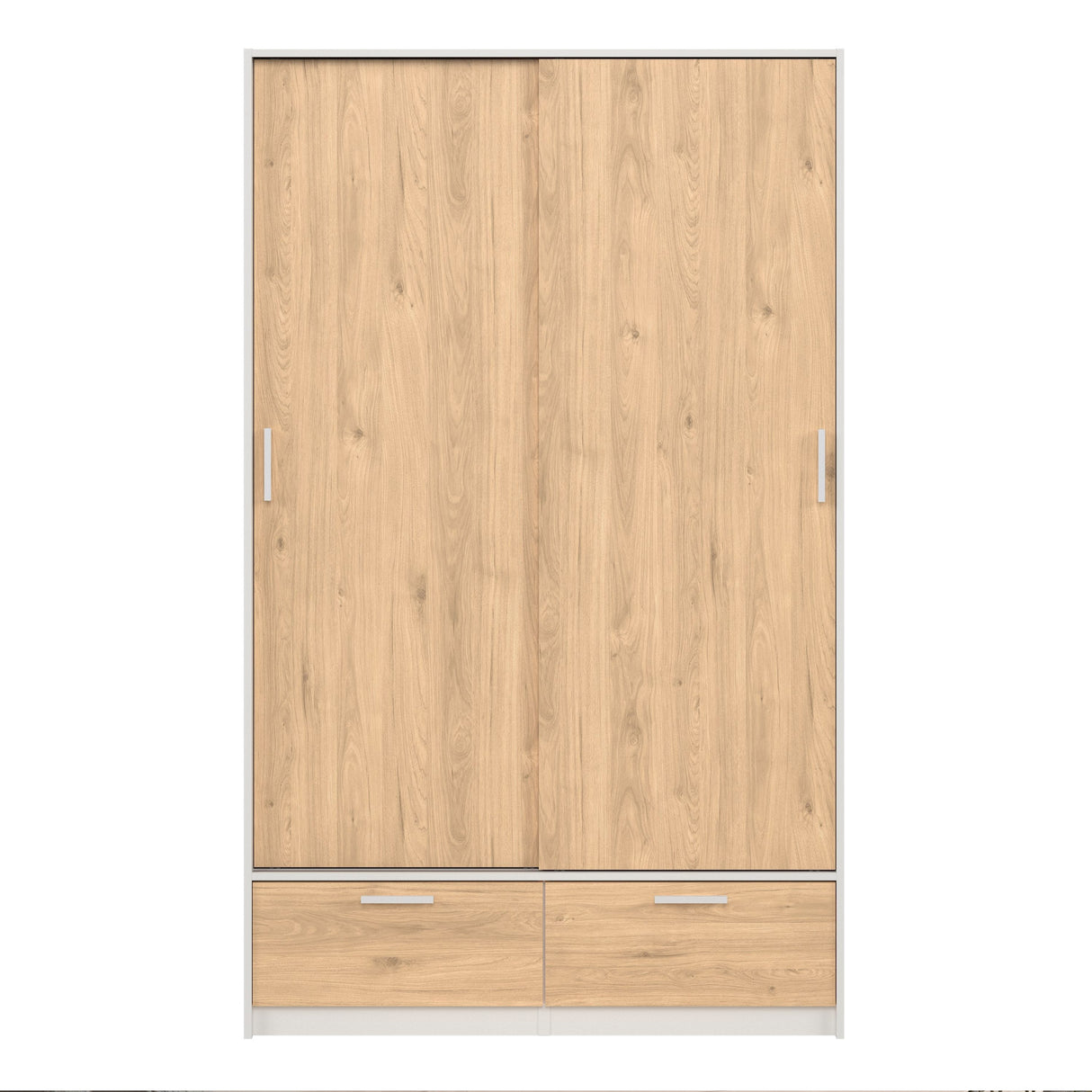Wooden Wardrobe With 2 Sliding Doors And 2 Drawers - Line