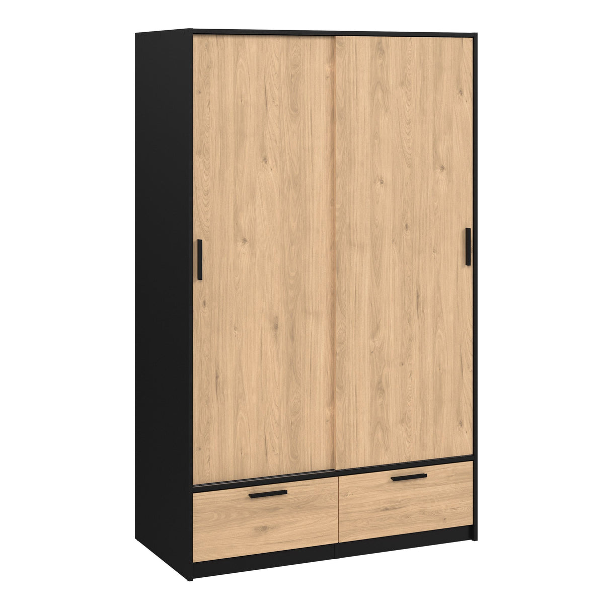 Wooden Wardrobe With 2 Sliding Doors And 2 Drawers - Line