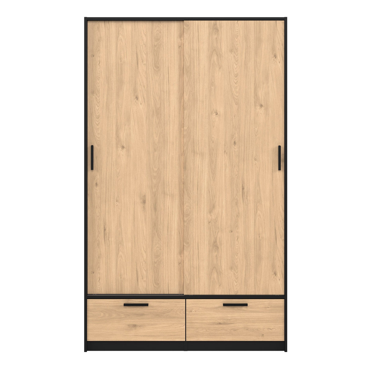 Wooden Wardrobe With 2 Sliding Doors And 2 Drawers - Line