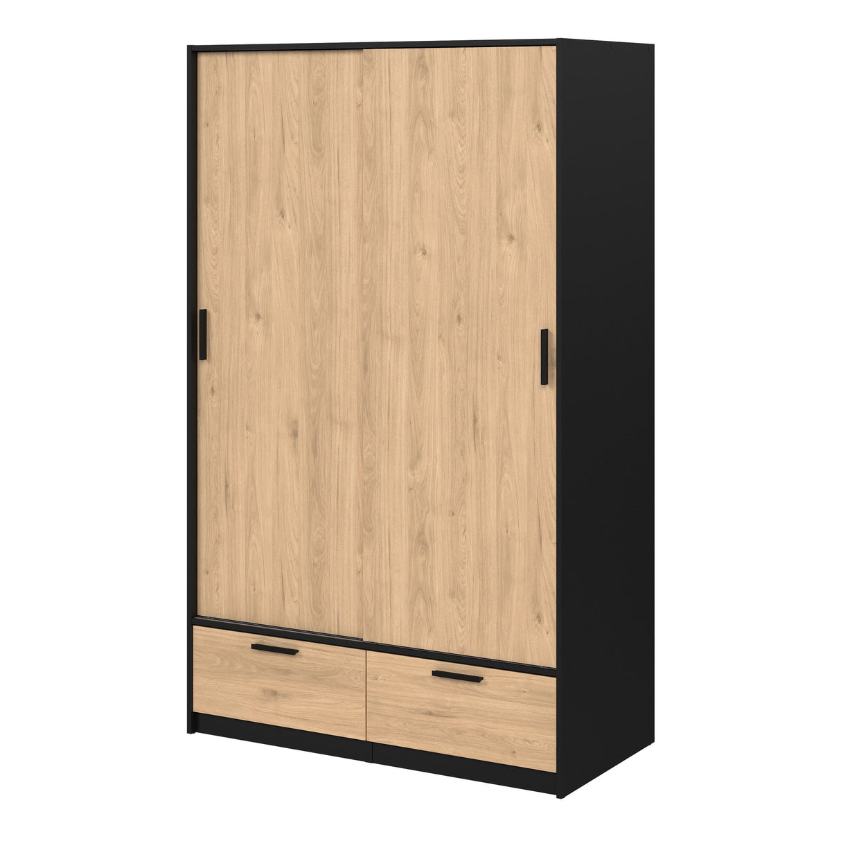 Wooden Wardrobe With 2 Sliding Doors And 2 Drawers - Line