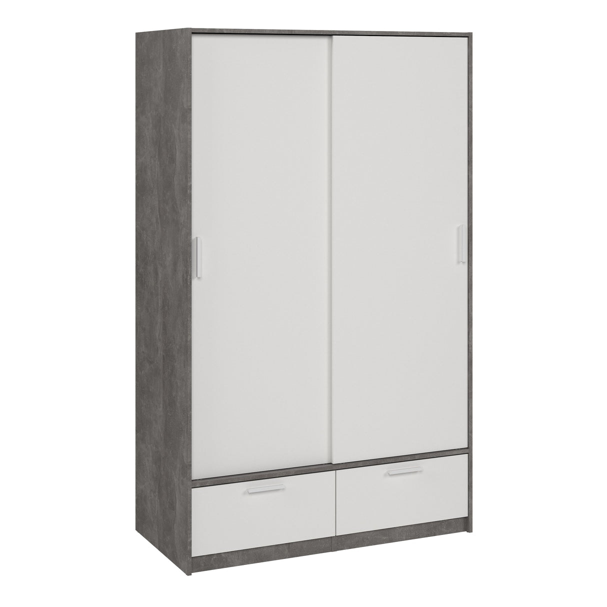Wooden Wardrobe With 2 Sliding Doors And 2 Drawers - Line