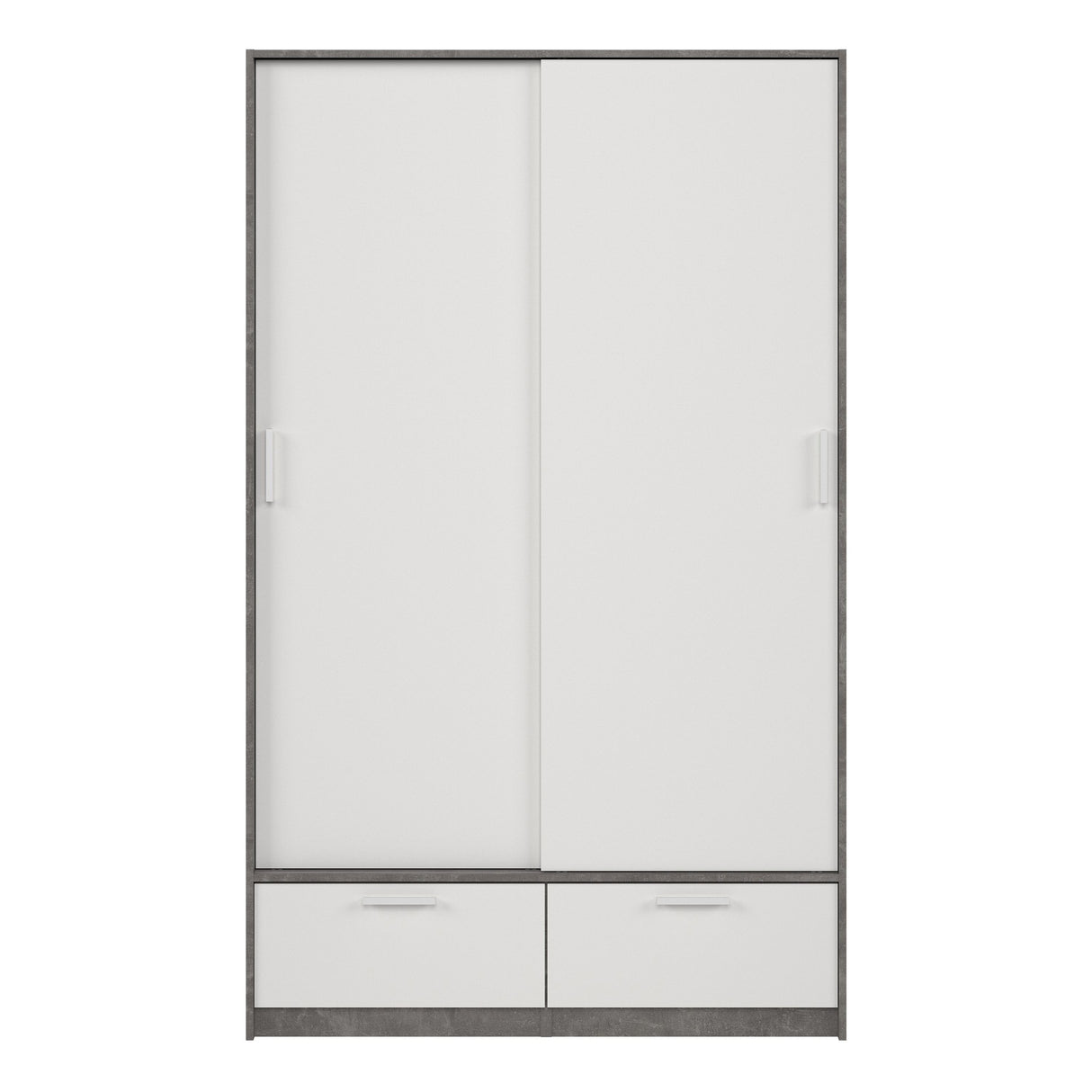 Wooden Wardrobe With 2 Sliding Doors And 2 Drawers - Line