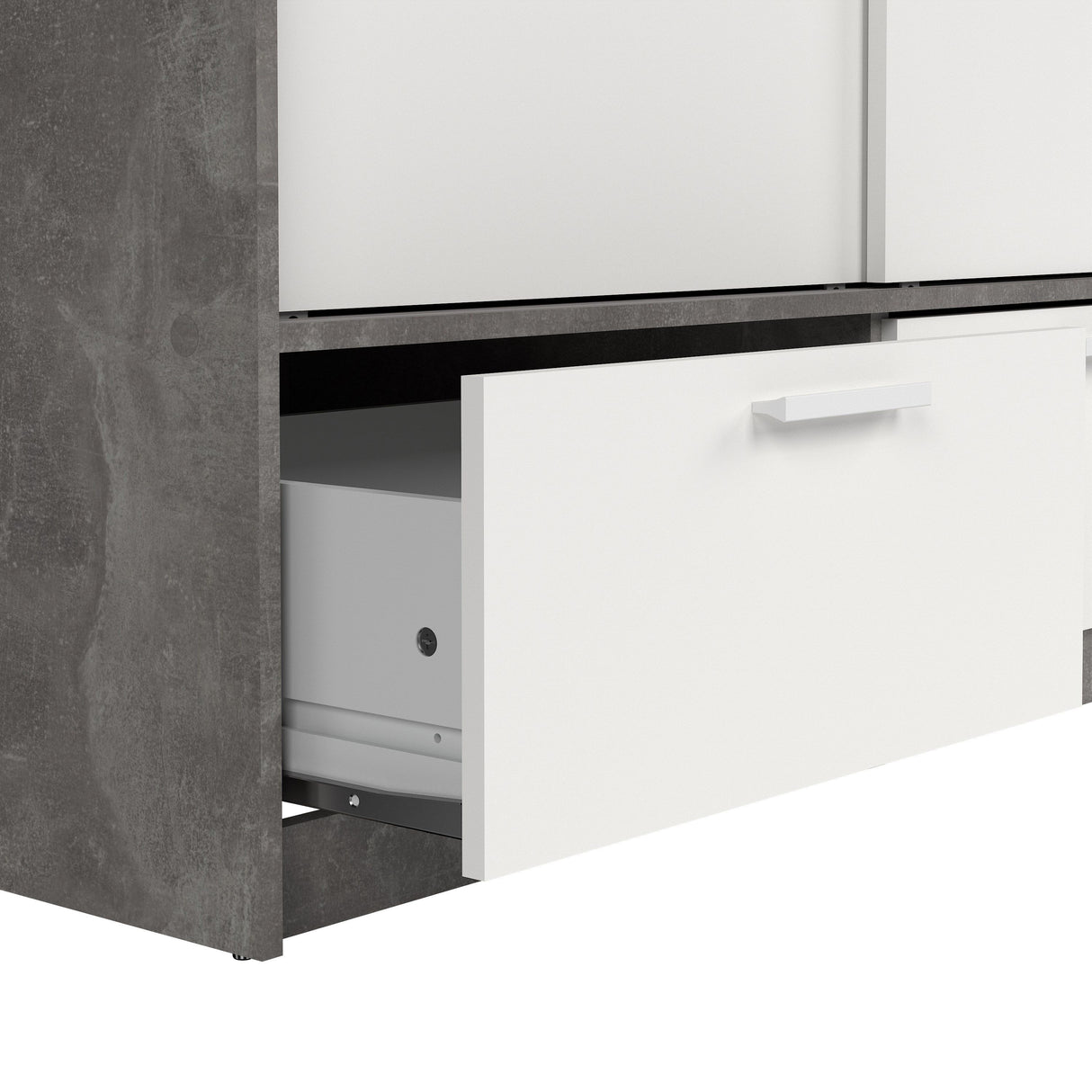 Wooden Wardrobe With 2 Sliding Doors And 2 Drawers - Line