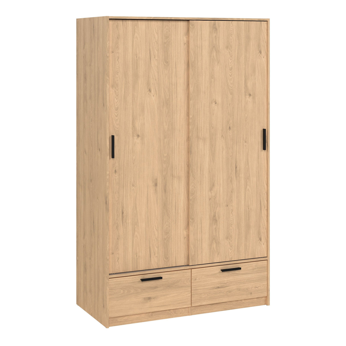 Wooden Wardrobe With 2 Sliding Doors And 2 Drawers - Line