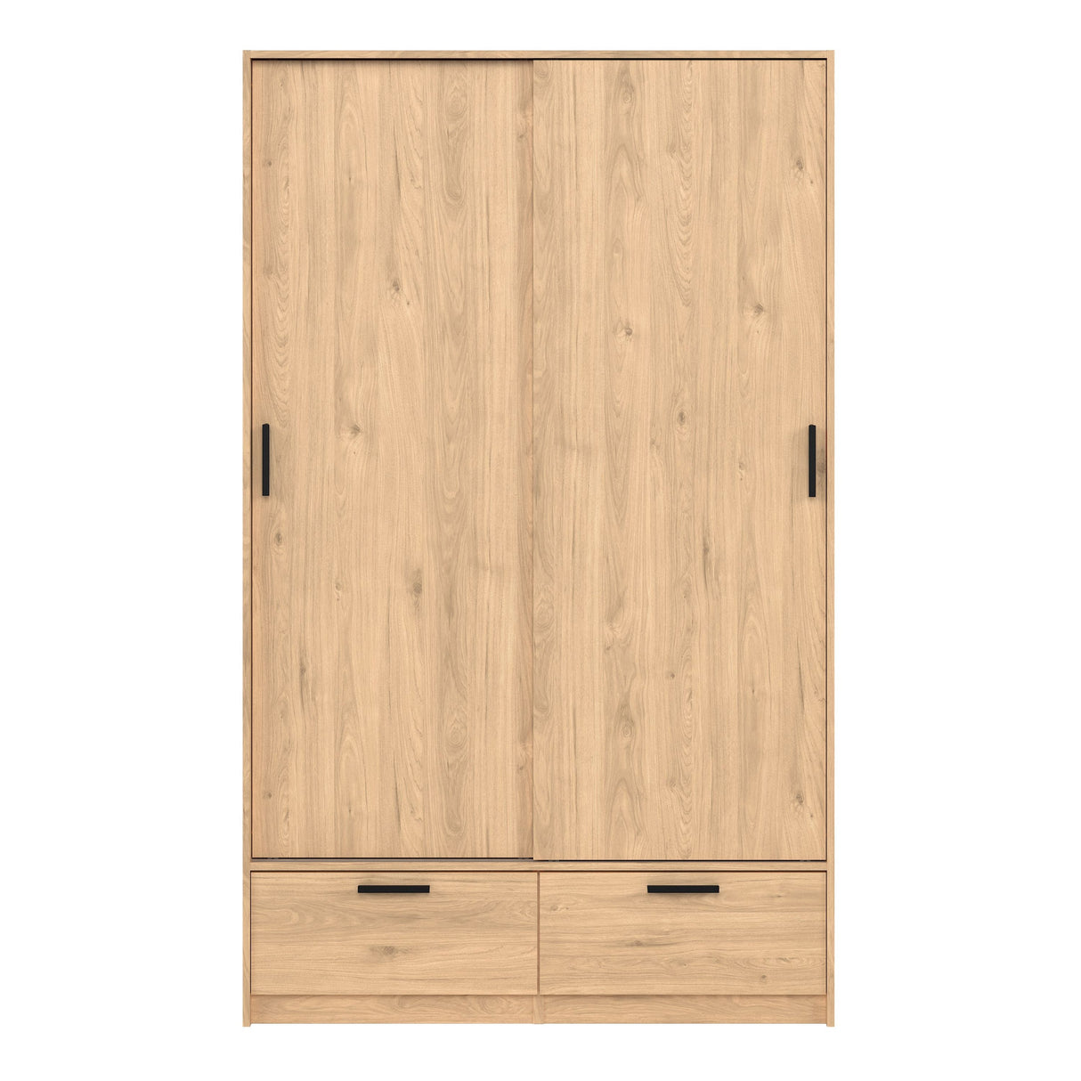 Wooden Wardrobe With 2 Sliding Doors And 2 Drawers - Line