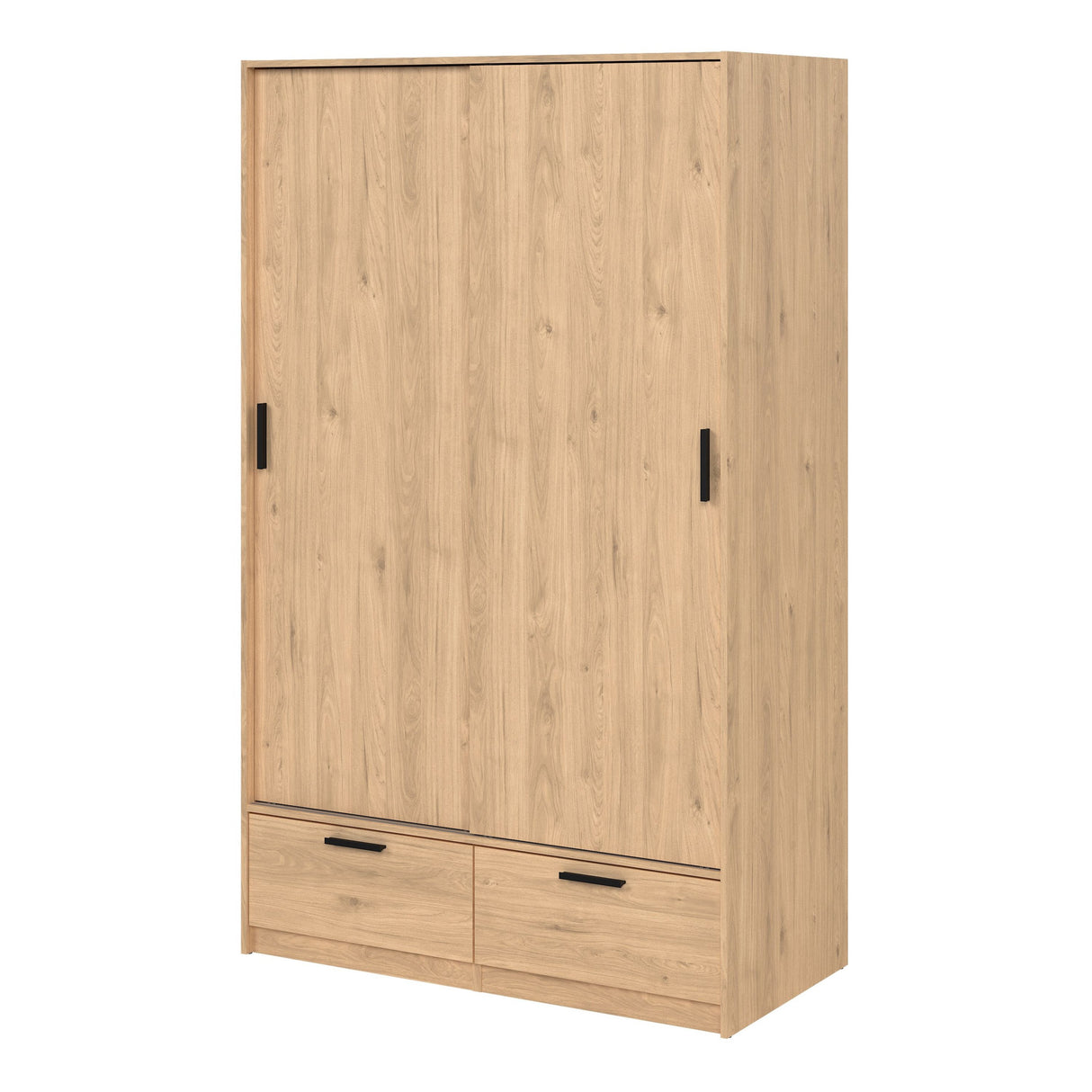 Wooden Wardrobe With 2 Sliding Doors And 2 Drawers - Line