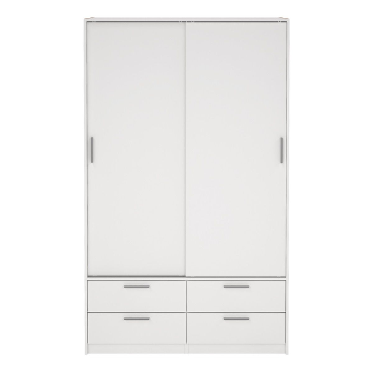 Wooden Wardrobe With 2 Sliding Doors And 4 Drawers - Line