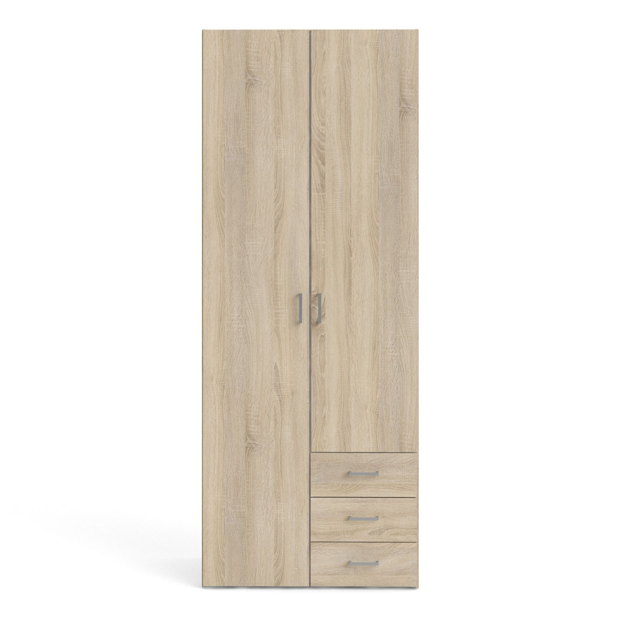 Wooden Wardrobe 200cm High With 2 Doors And 3 Drawers - Space