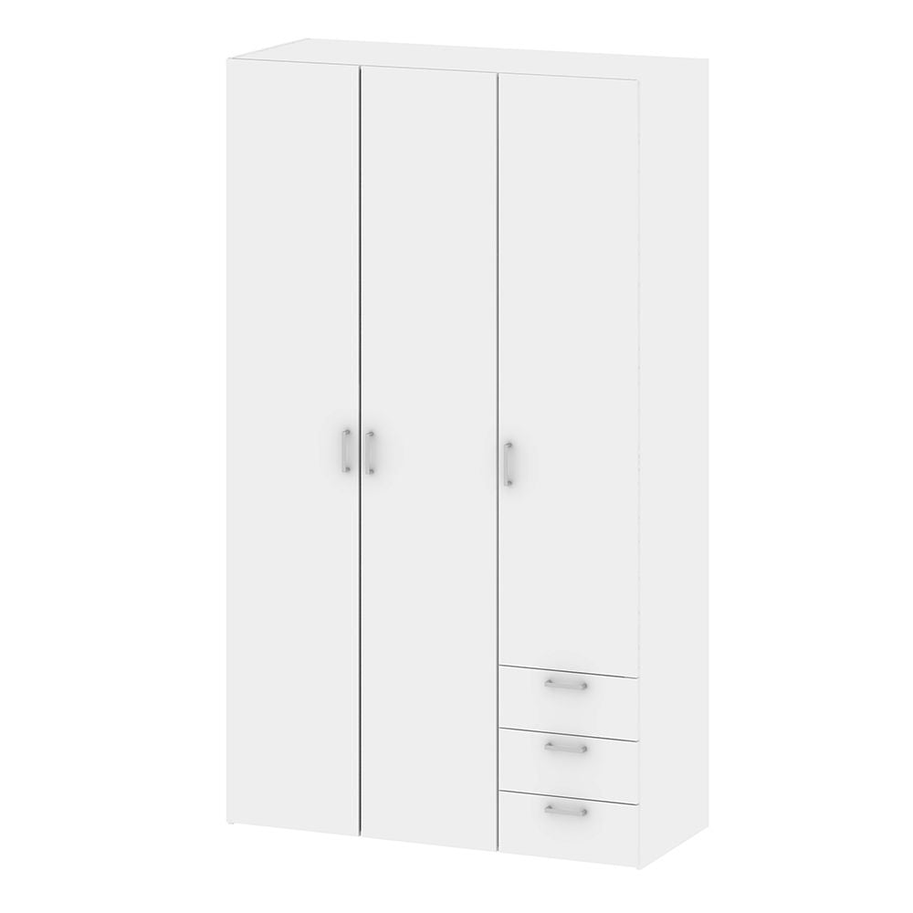 Wooden Wardrobe 200cm High With 3 Doors And 3 Drawers - Space