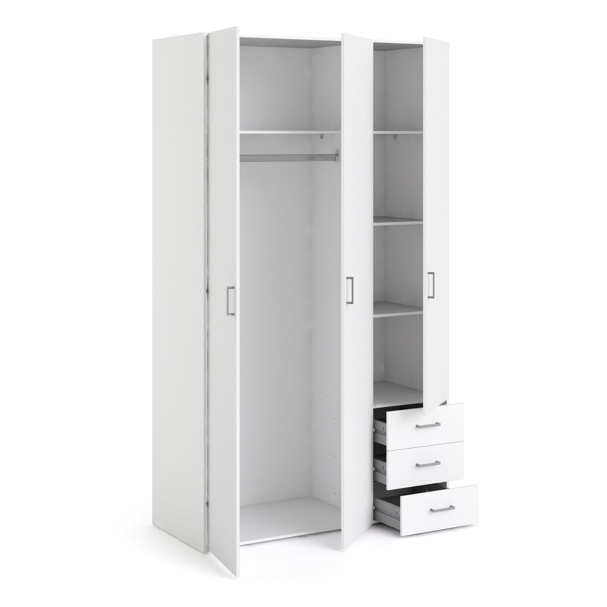 Wooden Wardrobe 200cm High With 3 Doors And 3 Drawers - Space