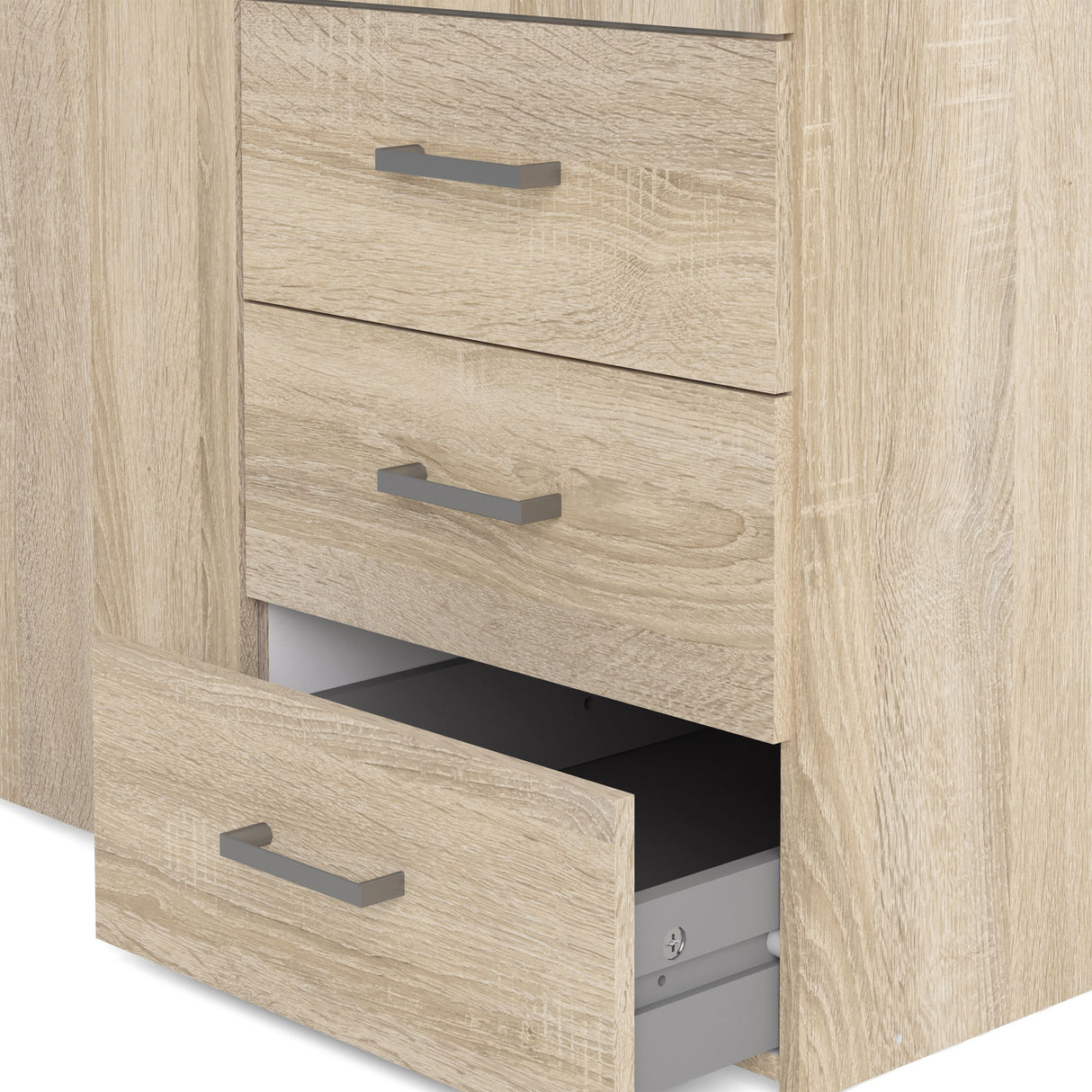 Wooden Wardrobe 200cm High With 3 Doors And 3 Drawers - Space