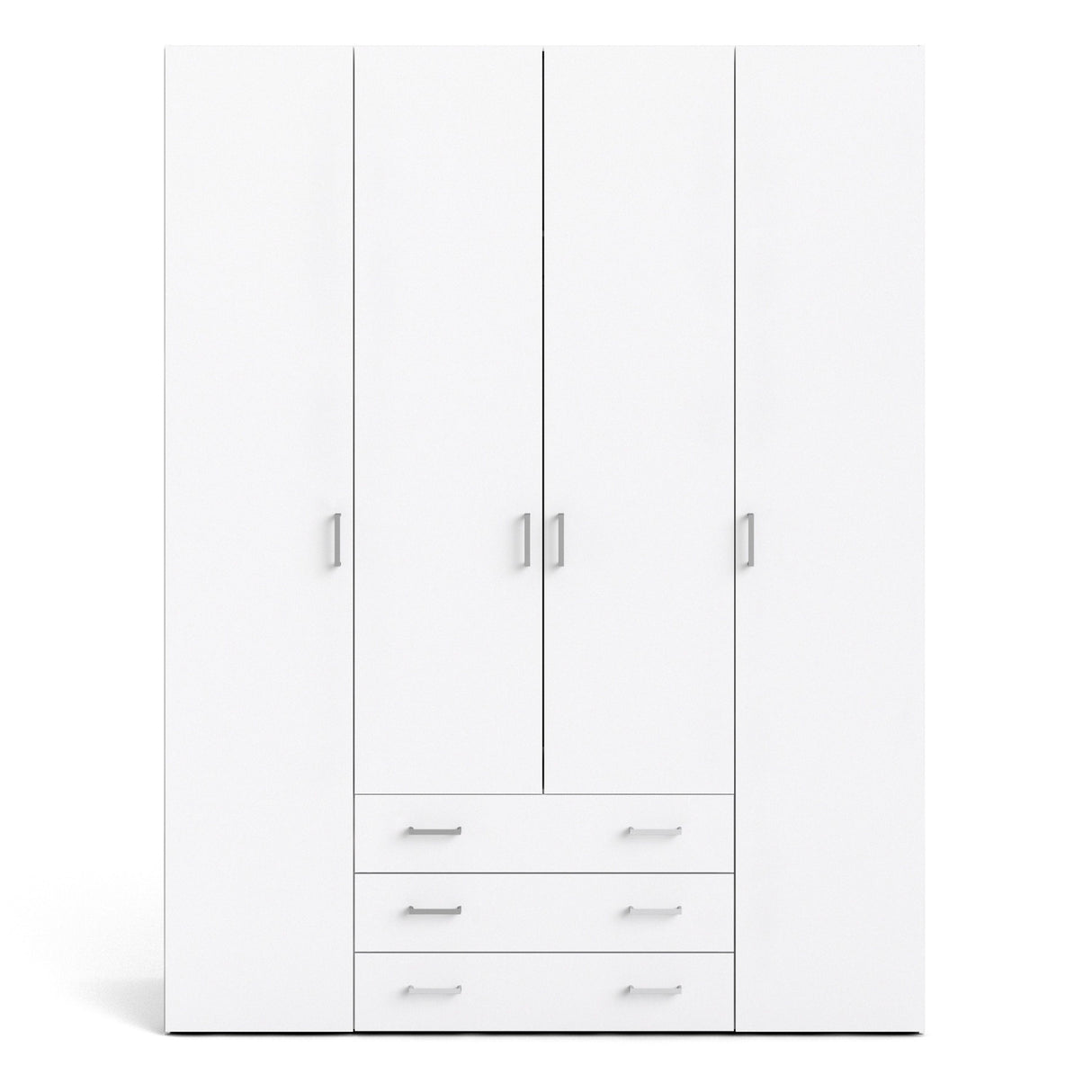 Wooden Wardrobe 200cm High With 4 Doors And 3 Drawers - Space