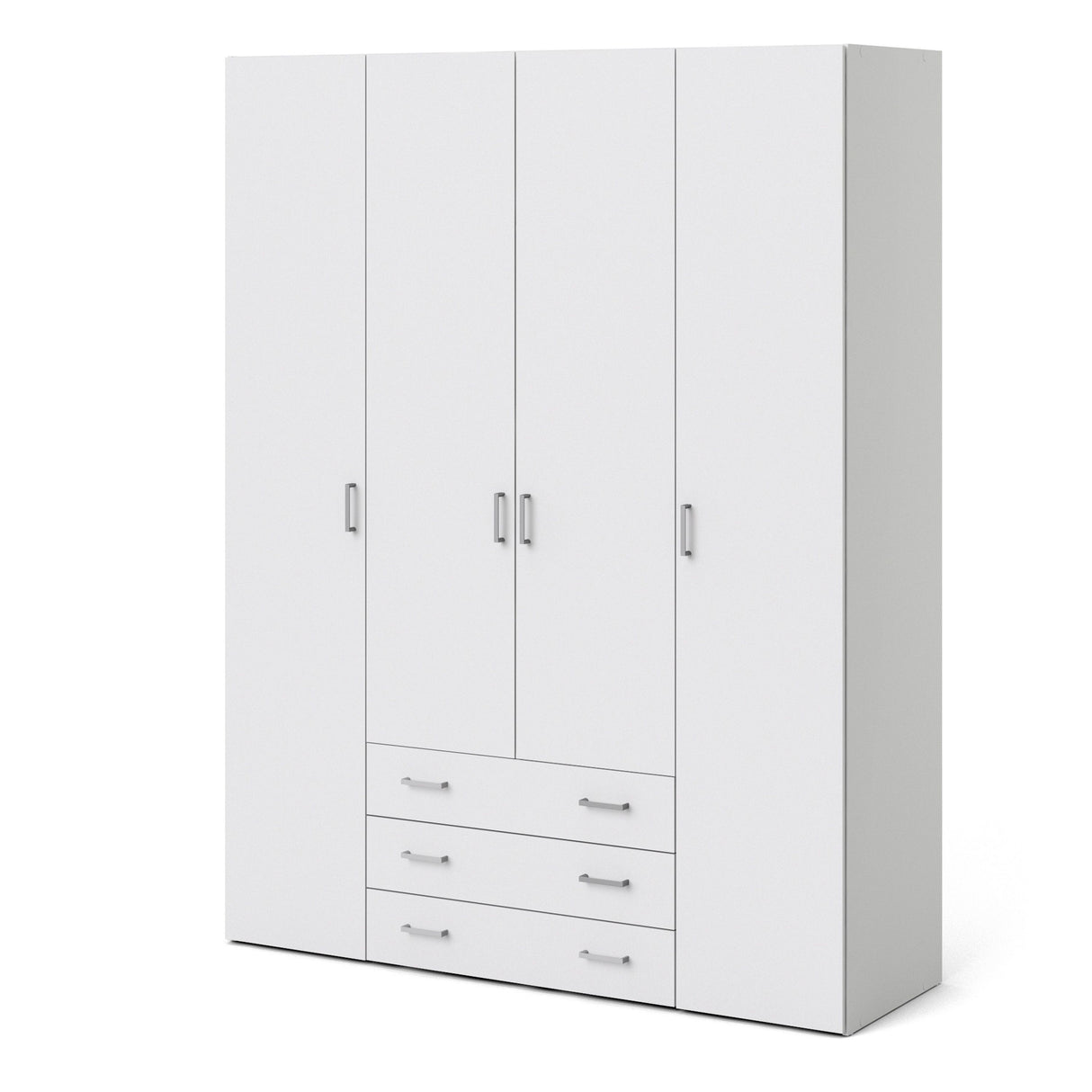 Wooden Wardrobe 200cm High With 4 Doors And 3 Drawers - Space