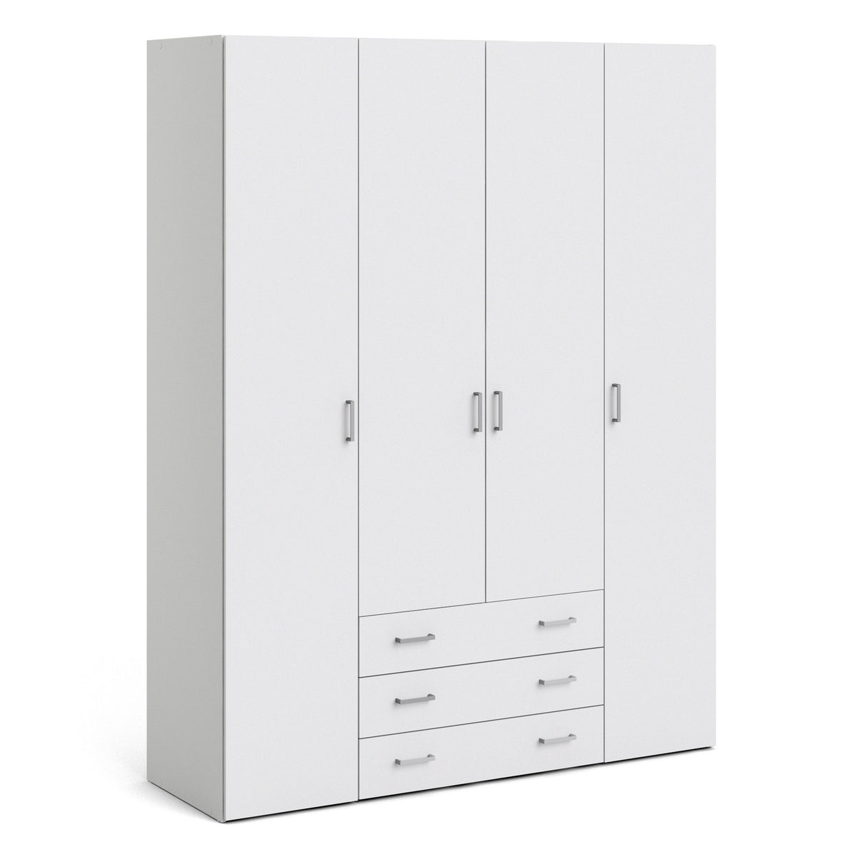 Wooden Wardrobe 200cm High With 4 Doors And 3 Drawers - Space