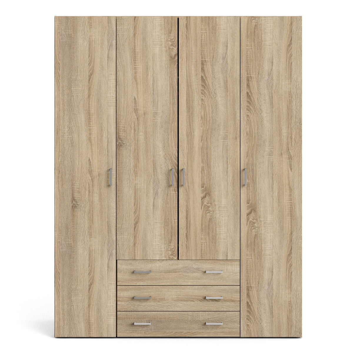 Wooden Wardrobe 200cm High With 4 Doors And 3 Drawers - Space