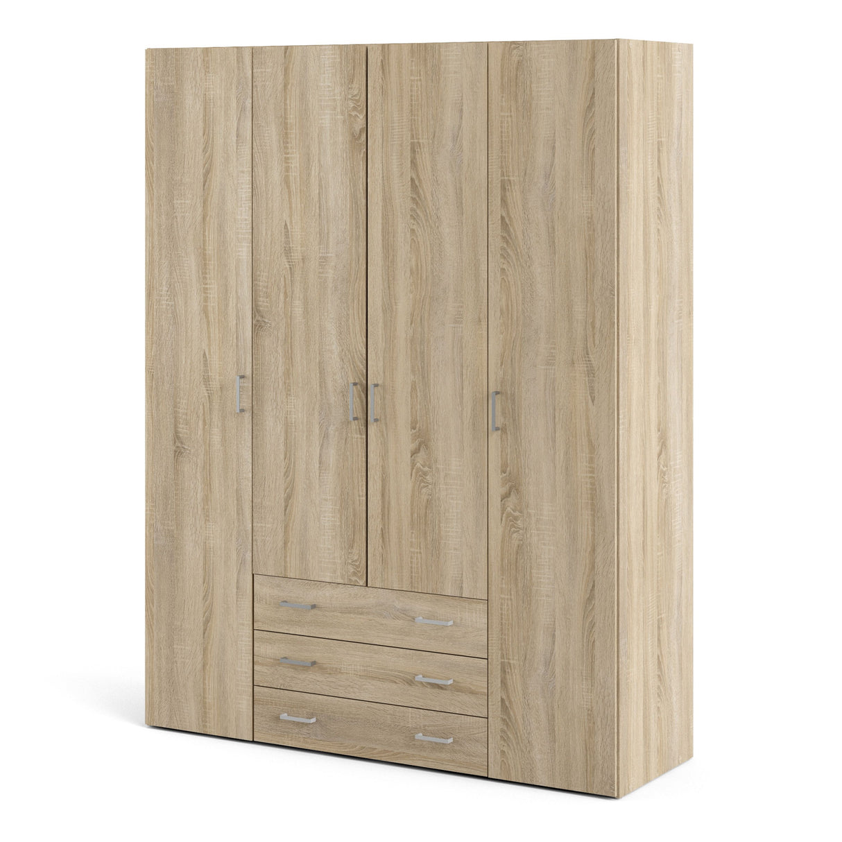 Wooden Wardrobe 200cm High With 4 Doors And 3 Drawers - Space