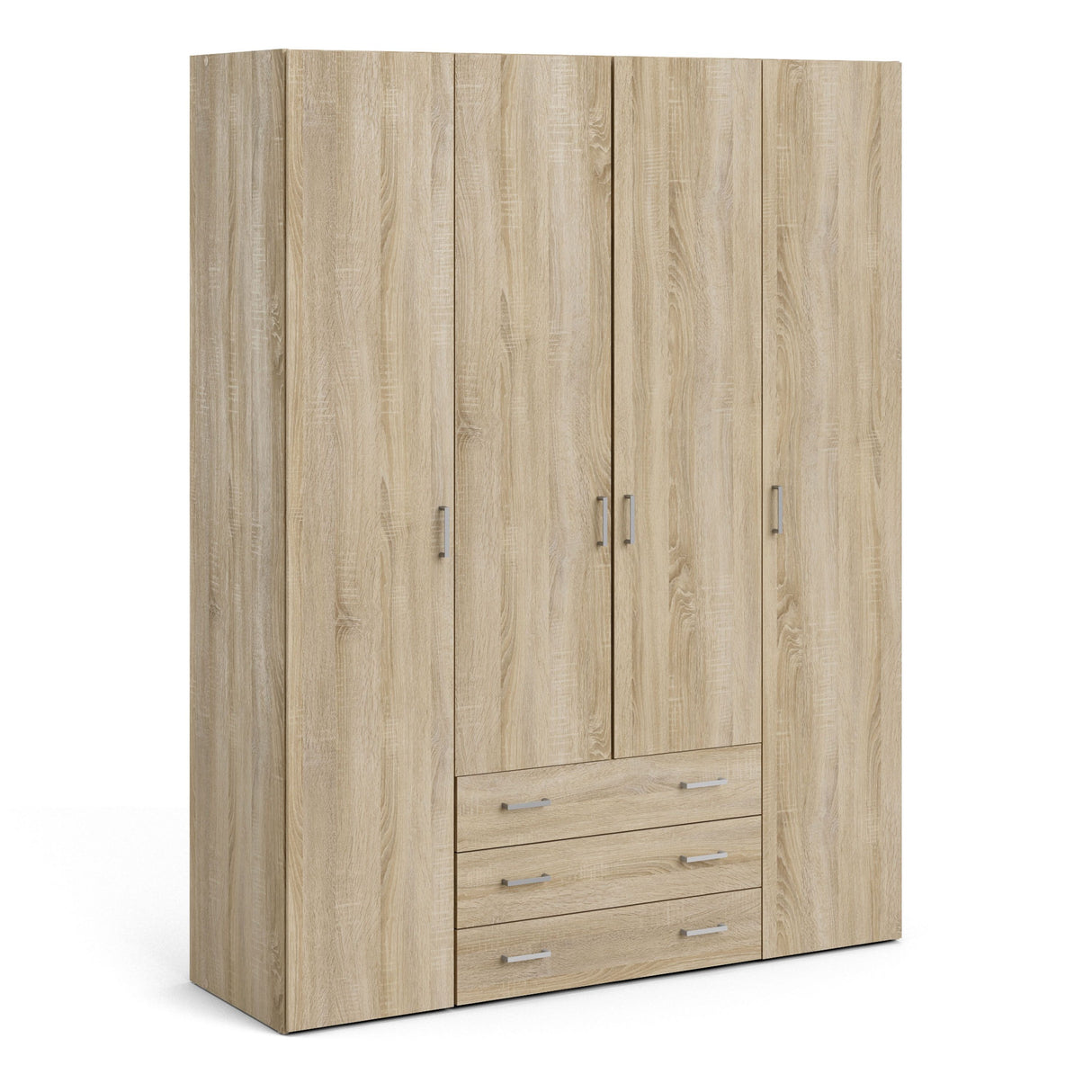 Wooden Wardrobe 200cm High With 4 Doors And 3 Drawers - Space