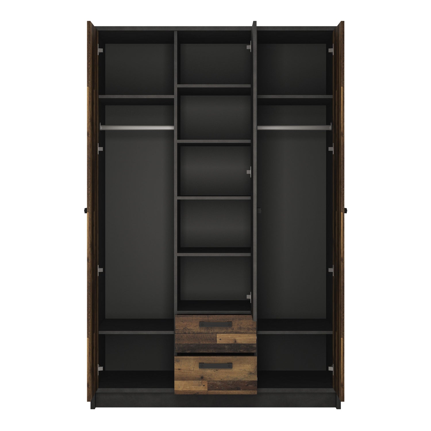Wooden Wardrobe With 3 Doors And 2 Drawers - Brooklyn