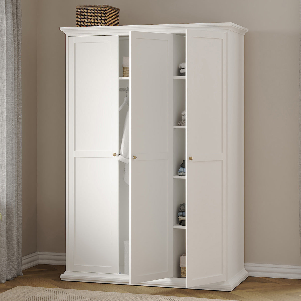 Wooden Wardrobe With 3 Doors - Paris