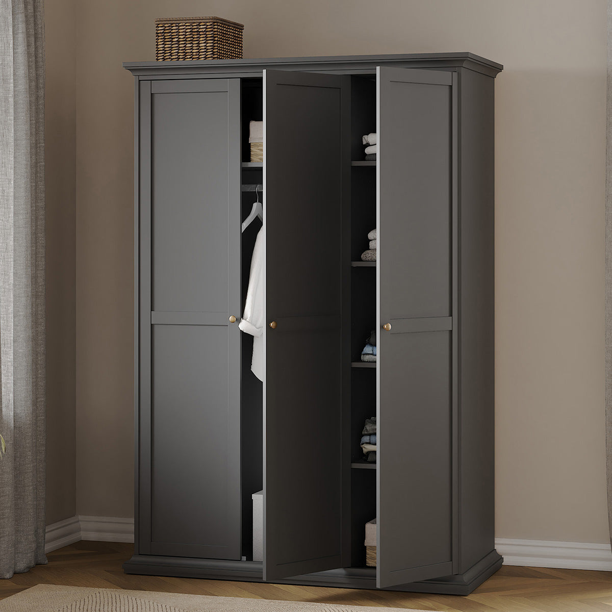 Wooden Wardrobe With 3 Doors - Paris