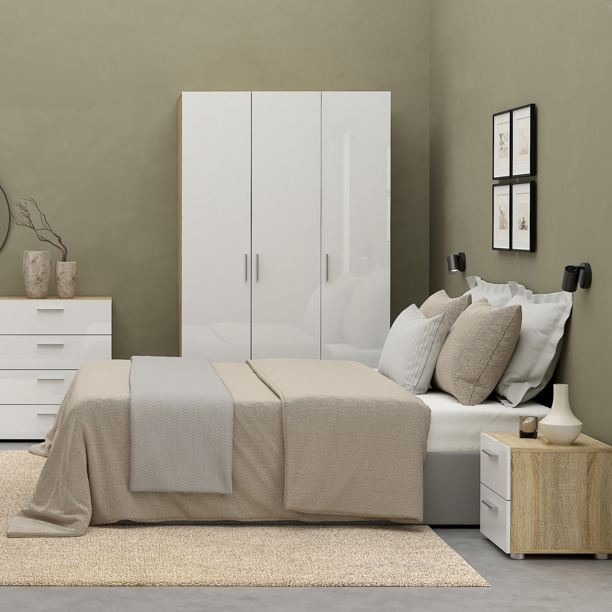 Wooden Wardrobe With 3 Doors - Pepe