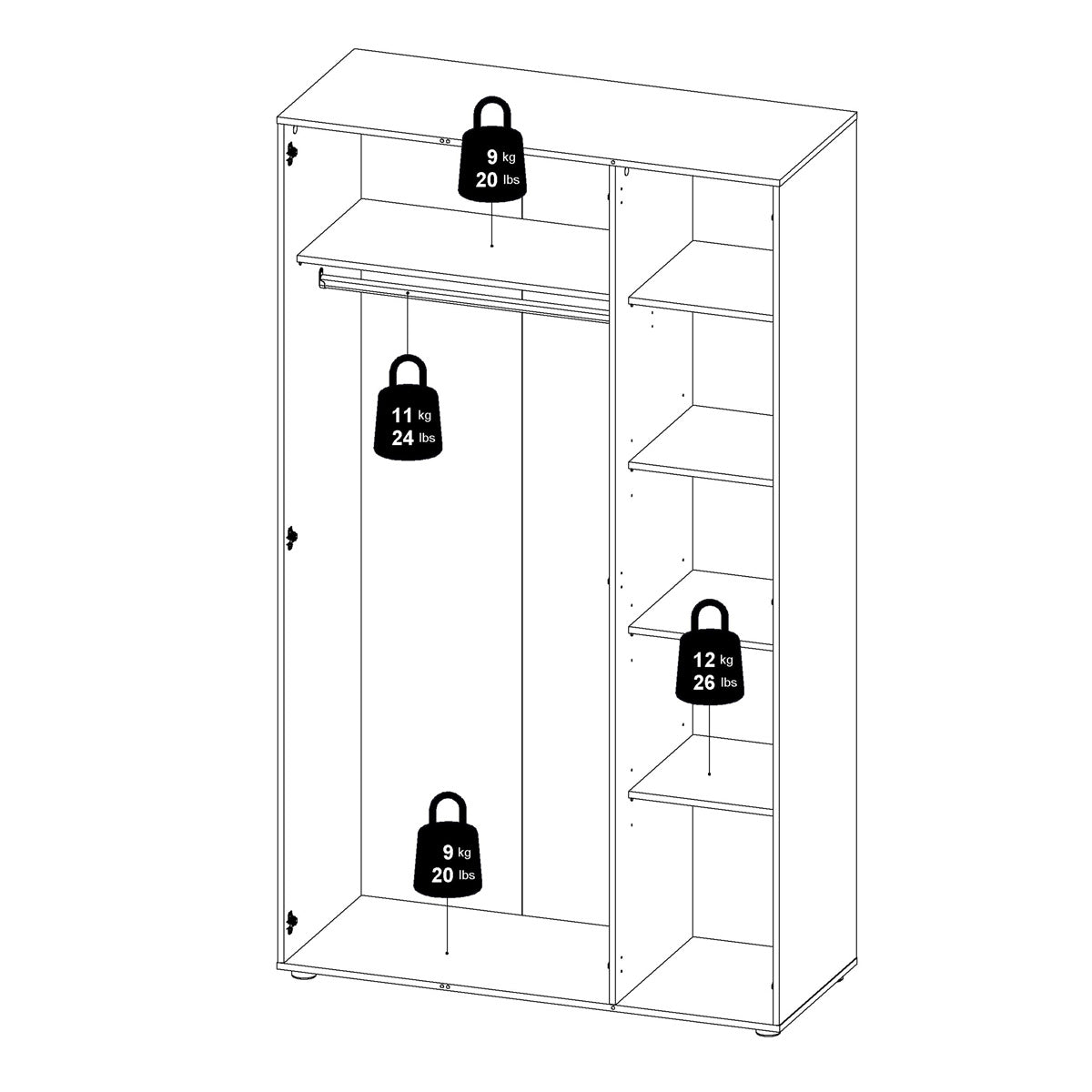 Wooden Wardrobe With 3 Doors - Pepe