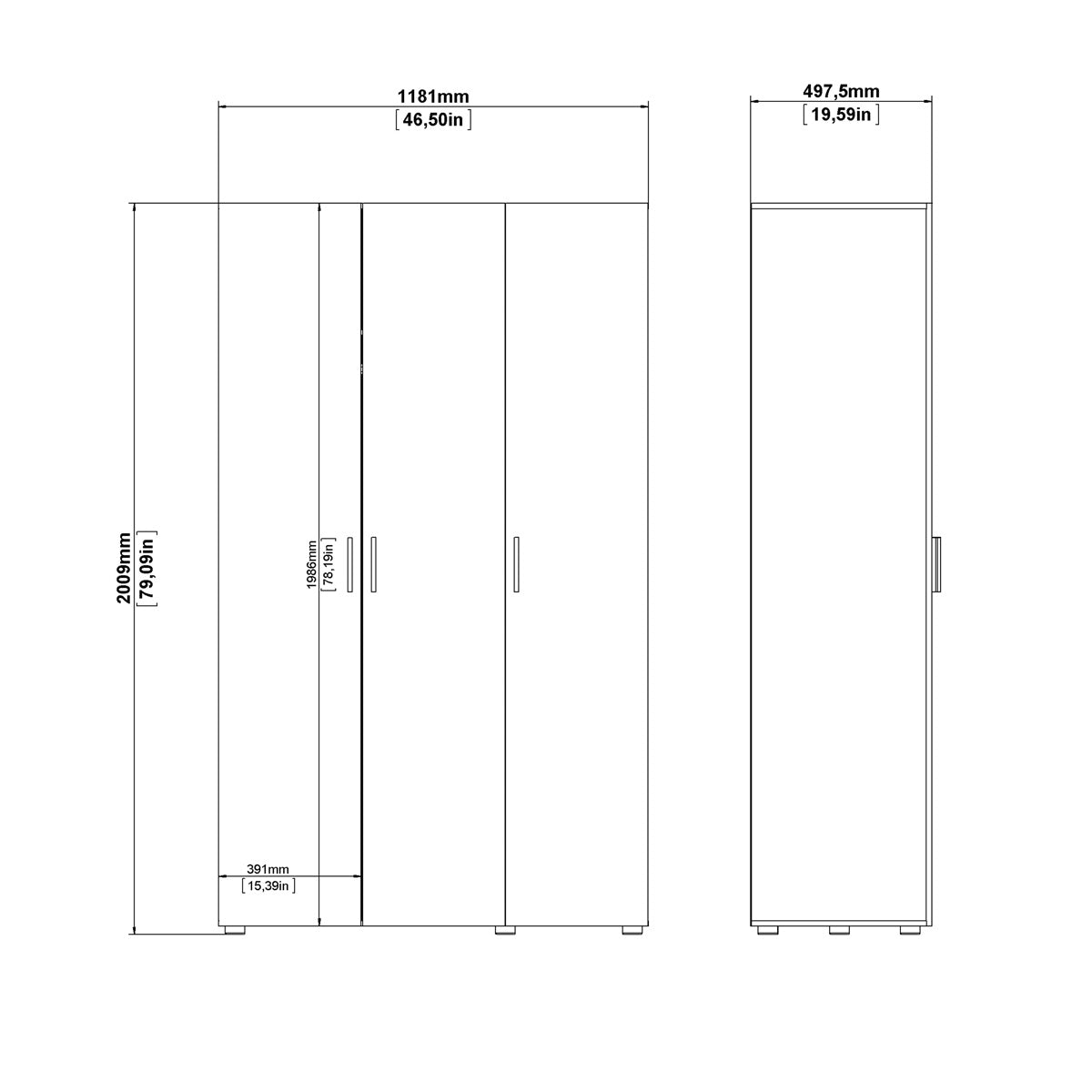 Wooden Wardrobe With 3 Doors - Pepe