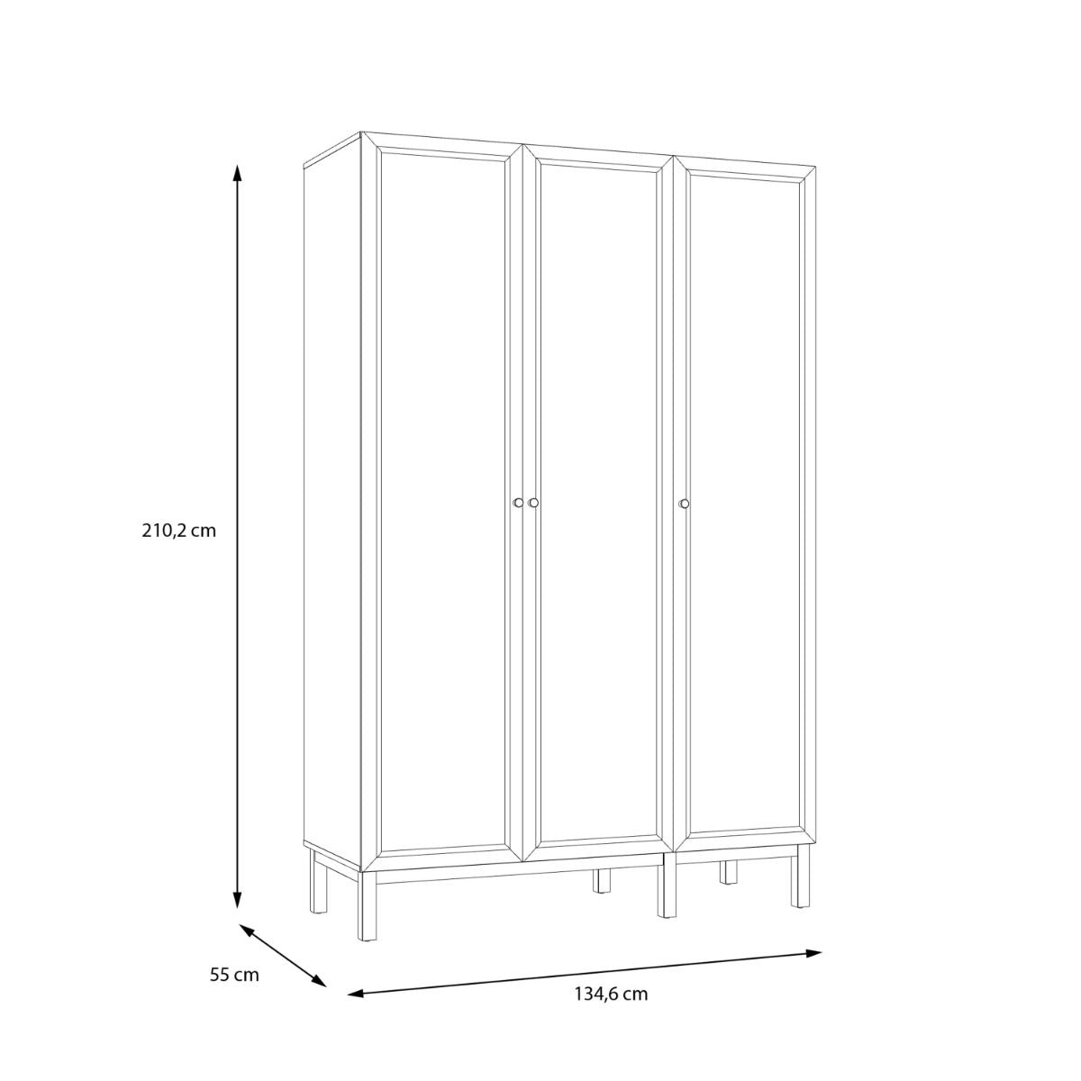 Wooden Wardrobe With 3 Doors - Wensley