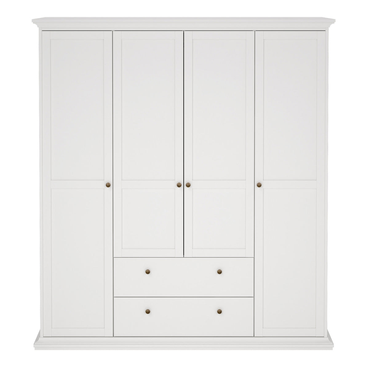 Wooden Wardrobe With 4 Doors And 2 Drawers - Paris