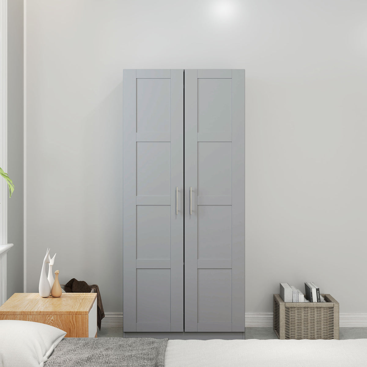 Wooden Wardrobe 80cm Wide With 2 Doors - Velmora