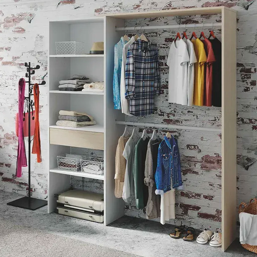 Wooden Wardrobe Open With 1 Drawer - Teresa