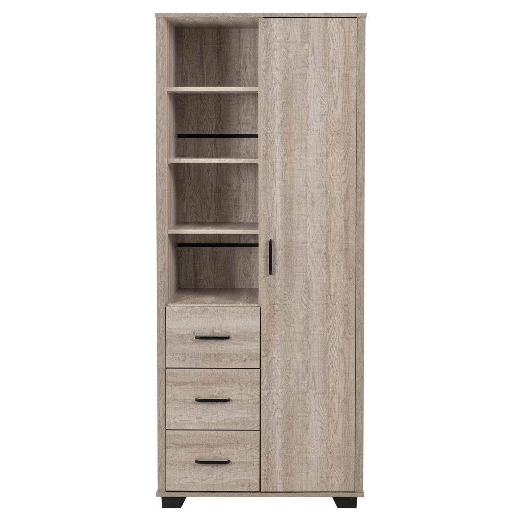 Wooden Wardrobe With 1 Door And 3 Drawers - Oliver